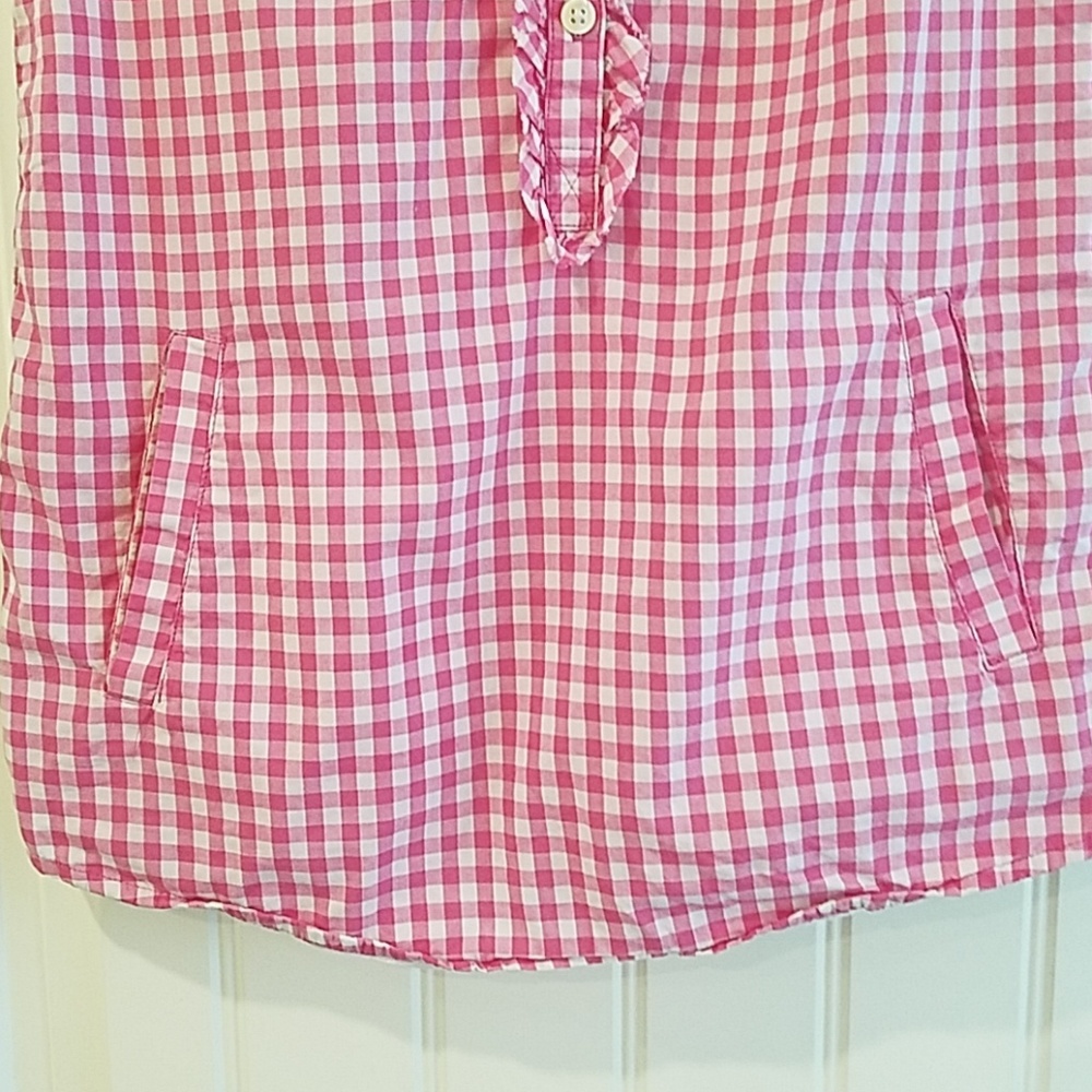Pink Gingham Spring Shirt Blouse w/ Pocket Small - Picture 6 of 8